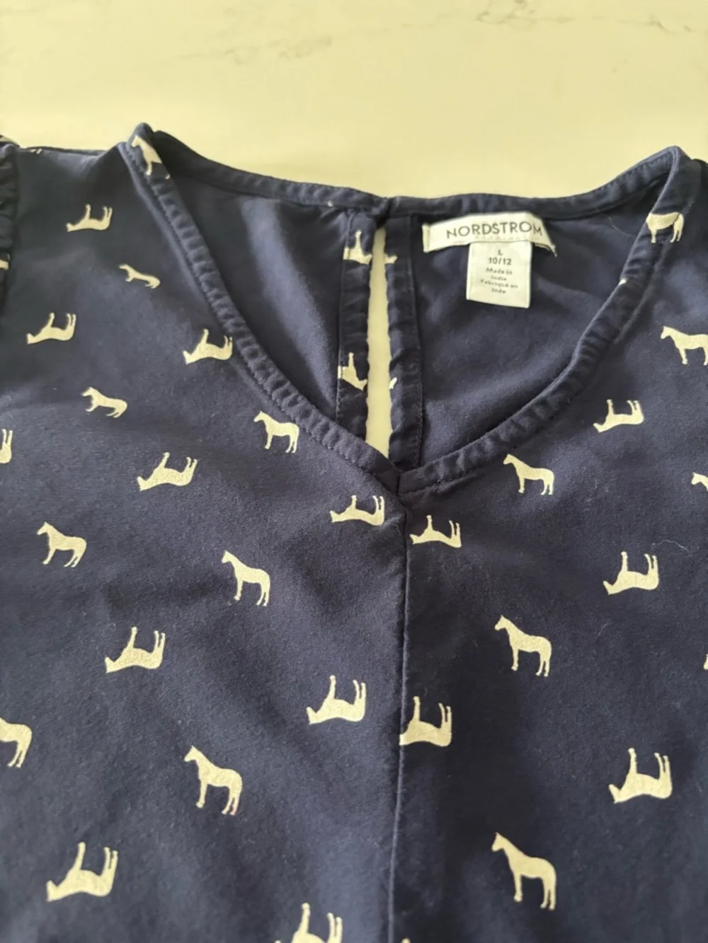 Nordstrom Navy Dog-Print Ruffle Sleeve Tiered Dress